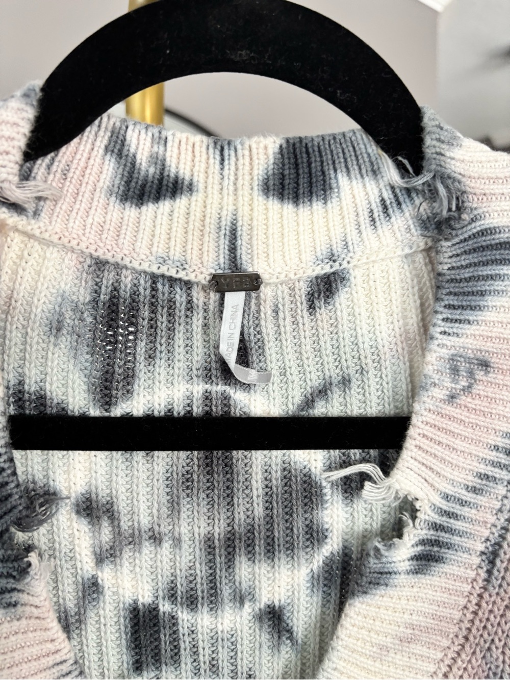 Young Fabulous & Broke Distressed Tie-Dye V-Neck Tunic Sweater - Picture 4 of 7